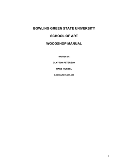 BGSU Woodshop Manual