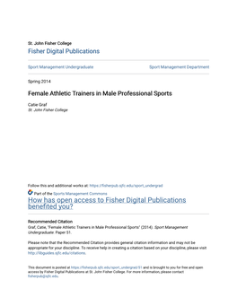 Female Athletic Trainers in Male Professional Sports