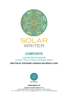 SOLAR WRITER REPORT for Harry, Prince of Wales and Meghan Markle WRITTEN by STEPHANIE JOHNSON and BRIAN CLARK