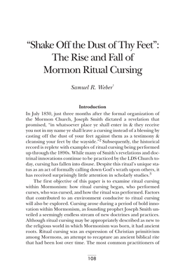 “Shake Off the Dust of Thy Feet”: the Rise and Fall of Mormon Ritual