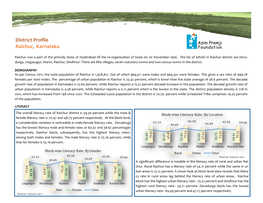 District Profile Raichur, Karnataka