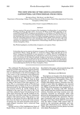 Two New Species of the Genus Longipenis (Lepidoptera: Lecithoceridae) from China