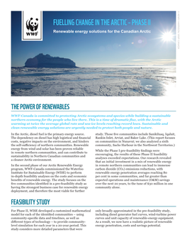 FUELLING CHANGE in the ARCTIC – PHASE II Renewable Energy Solutions for the Canadian Arctic