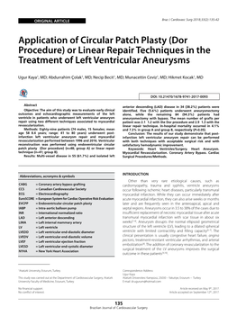 (Dor Procedure) Or Linear Repair Techniques in the Treatment of Left Ventricular Aneurysms