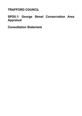 George Street Conservation Area Appraisal Consultation Statement