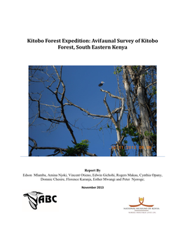 Kitobo Forest Expedition: Avifaunal Survey of Kitobo Forest, South Eastern Kenya
