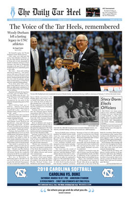 The Voice of the Tar Heels, Remembered Woody Durham Left a Lasting Legacy in UNC Athletics by Chapel Fowler Sports Editor