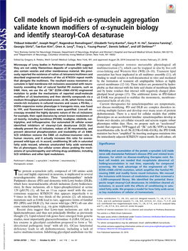 Cell Models of Lipid-Rich Α-Synuclein Aggregation Validate Known Modifiers of Α-Synuclein Biology and Identify Stearoyl-Coa Desaturase