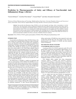 Prediction by Pharmacogenetics of Safety and Efficacy of Non-Steroidal Anti- Inflammatory Drugs: a Review