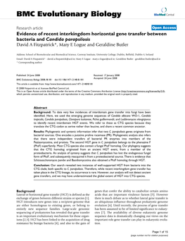 BMC Evolutionary Biology Biomed Central