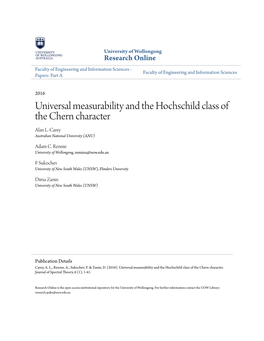 Universal Measurability and the Hochschild Class of the Chern Character Alan L