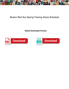 Boston Red Sox Spring Training Game Schedule