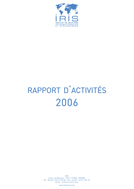 Rapport D'activités 2006 Avec Médias.Qxp