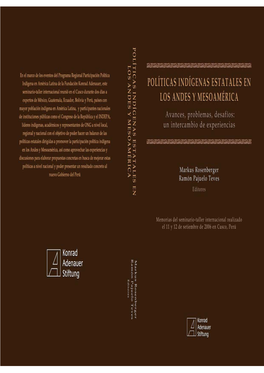 Políticas Indígenas Estatales En Los Andes Y Mesoamérica. Avances