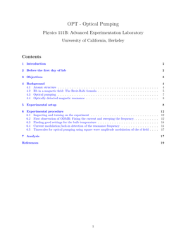 Optical Pumping Physics 111B: Advanced Experimentation Laboratory University of California, Berkeley