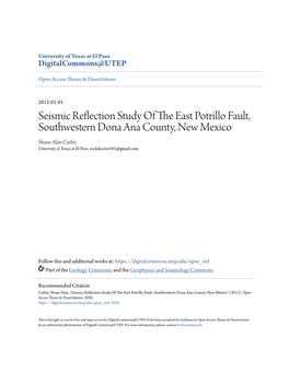 Seismic Reflection Study of the East Potrillo Fault, Southwestern Dona Ana County, New Mexico