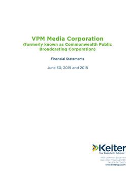 VPM Media Corporation (Formerly Known As Commonwealth Public Broadcasting Corporation)