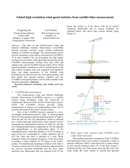 Global High Resolution Wind Speed Statistics from Satellite Lidar Measurement