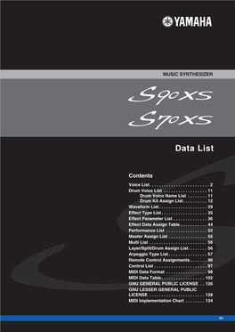 S90 XS/S70 XS Data List 1 Voice List