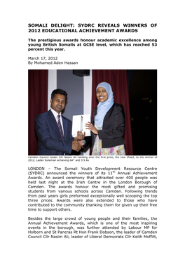 Somali Delight: Sydrc Reveals Winners of 2012 Educational Achievement Awards