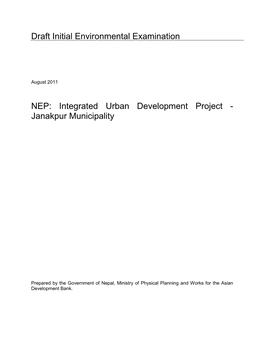 Draft IEE: Nepal: Integrated Urban Development Project