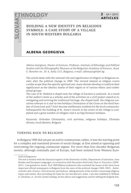 Building a New Identity on Religious Symbols: a Case Study of a Village in South-Western Bulgaria