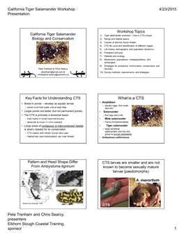 California Tiger Salamander Workshop Presentation