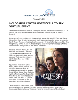 Holocaust Center Hosts 'Call to Spy' Virtual Event
