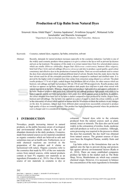 Production of Lip Balm from Natural Dyes