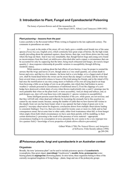 3: Introduction to Plant, Fungal and Cyanobacterial Poisoning