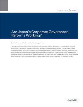 Are Japan's Corporate Governance Reforms Working?