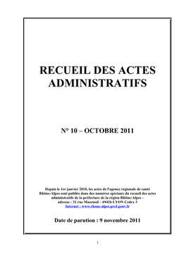 Recueil Des Actes Administratifs