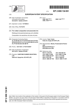 Tire Rubber Composition and Pneumatic Tire Reifengummizusammensetzung Und Luftreifen Composition De Caoutchouc De Pneu Et Pneu