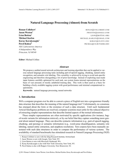 Natural Language Processing (Almost) from Scratch