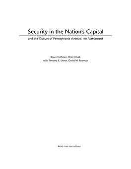 Security in the Nation's Capital and the Closure of Pennsylvania Avenue