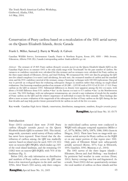 Conservation of Peary Caribou Based on a Recalculation of the 1961 Aerial Survey on the Queen Elizabeth Islands, Arctic Canada