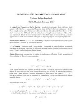 The Genesis and Gestation of Functoriality