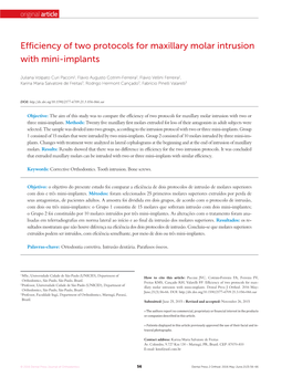 Efficiency of Two Protocols for Maxillary Molar Intrusion with Mini-Implants