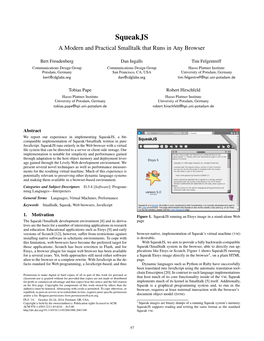 Squeakjs: a Modern and Practical Smalltalk
