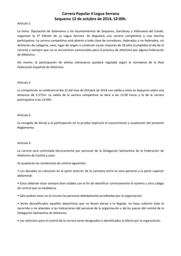 Carrera Popular II Legua Serrana Sequeros 12 De Octubre De 2014, 12:00H. Artículo 1