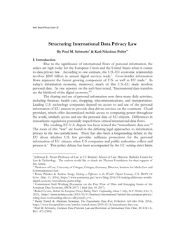 Structuring International Data Privacy Law by Paul M