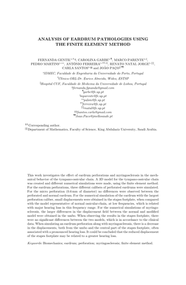 Analysis of Eardrum Pathologies Using the Finite Element Method