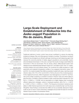 Large-Scale Deployment and Establishment of ﻿Wolbachia﻿ Into The