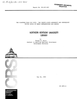 83-103 GOV: the Eighteen Year Old Vote: the Twenty-Sixth Amendment