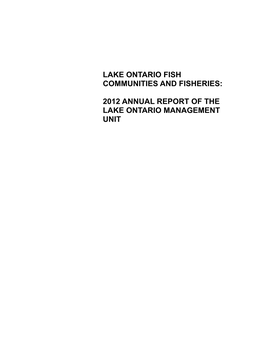 Lake Ontario Fish Communities and Fisheries