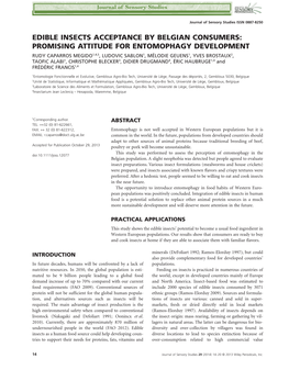 Edible Insects Acceptance by Belgian Consumers