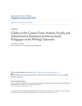 Clashes in the Contact Zone: Student, Faculty, and Administrative Resistance to Intersectional Pedagogies in the Writing Classro