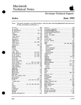 Macintosh Technical Notes • Developer Technical Support Index June 1992