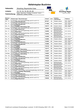 Abfahrtsplan Buslinien