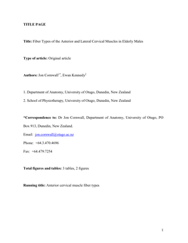 Fiber Types of the Anterior and Lateral Cervical Muscles in Elderly Males